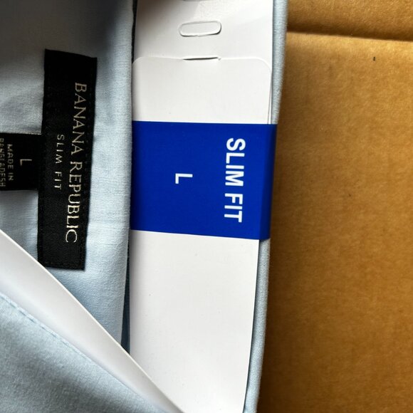 Banana Republic Men's Stretch Poplin Dress Shirt Slim Fit Blue Size L - Picture 13 of 15